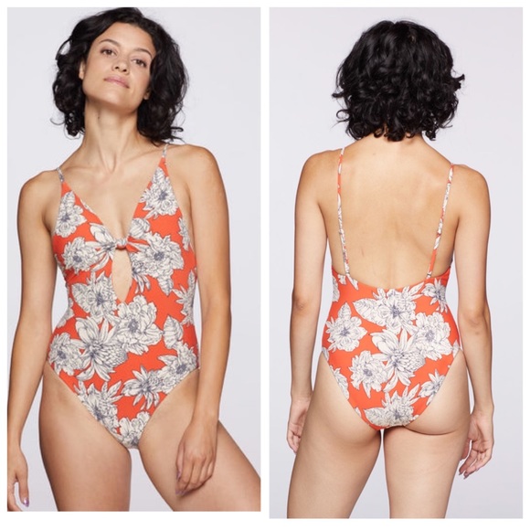 Kikirio MELO KNOTTED floral ONE PIECE Bathing suit Size Small S Swimsuit New - Picture 1 of 9